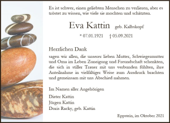 Traueranzeige von Eva Kattin von vrm-trauer