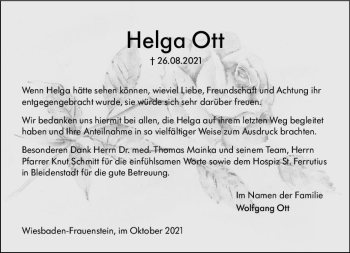 Traueranzeige von Helga Ott von vrm-trauer