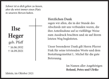 Traueranzeige von Ilse Heger von vrm-trauer