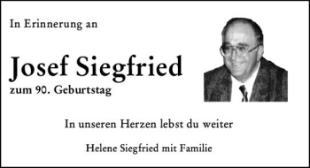 Traueranzeige von Josef Siegfried von vrm-trauer