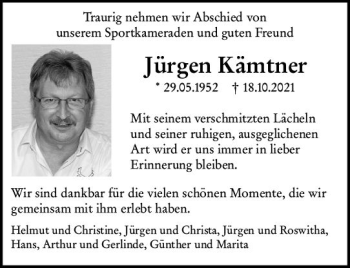 Traueranzeige von Jürgen Kämtner von vrm-trauer