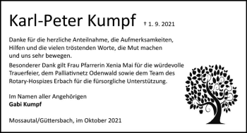 Traueranzeige von Karl-Peter Kumpf von vrm-trauer
