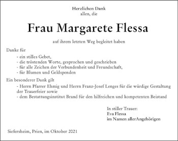 Traueranzeige von Margarete Flessa von vrm-trauer