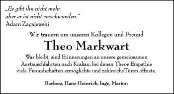 Traueranzeige von Theo Markwart von vrm-trauer