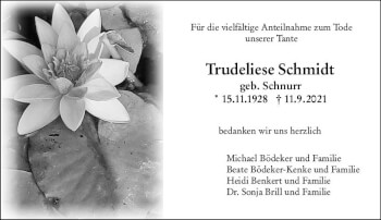 Traueranzeige von Trudeliese Schmidt von vrm-trauer