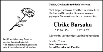 Traueranzeige von Ulrike Barsuhn von vrm-trauer