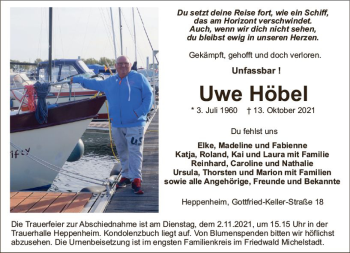 Traueranzeige von Uwe Höbel von vrm-trauer