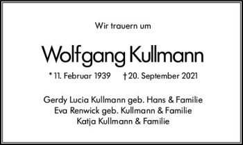 Traueranzeige von Wolfgang Kullmann von vrm-trauer