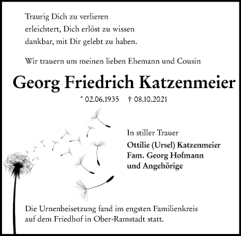 Traueranzeige von Georg Friedrich Katzenmeier von vrm-trauer