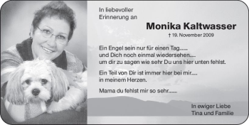 Traueranzeige von Monika Kaltwasser von vrm-trauer