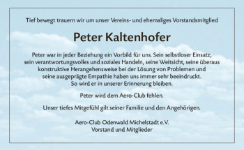 Traueranzeige von Peter Kaltenhofer von vrm-trauer