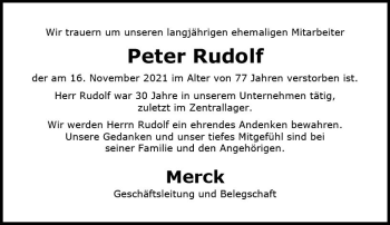 Traueranzeige von Peter Rudolf von vrm-trauer