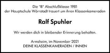 Traueranzeige von Ralf Spuhler von vrm-trauer