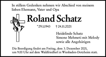 Traueranzeige von Roland Schatz von vrm-trauer