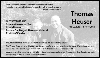 Traueranzeige von Thomas Heuser von vrm-trauer