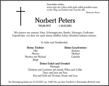 Traueranzeige von Norbert Peters  