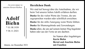 Traueranzeige von Adolf Biehn von vrm-trauer