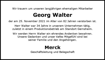 Traueranzeige von Georg Walter von vrm-trauer