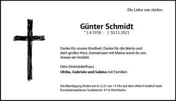 Traueranzeige von Günter Schmidt von vrm-trauer