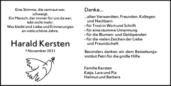 Traueranzeige von Harald Kersten von vrm-trauer