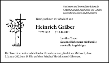 Traueranzeige von Heinrich Gräber von vrm-trauer