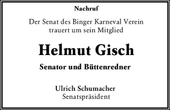 Traueranzeige von Helmut Gisch von vrm-trauer