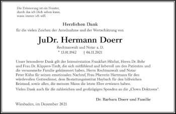 Traueranzeige von Hermann Doerr von vrm-trauer