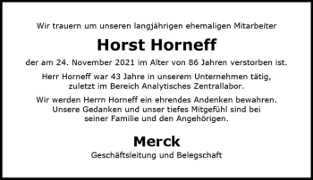 Traueranzeige von Horst Horneff von vrm-trauer