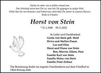 Traueranzeige von Horst von Stein von vrm-trauer