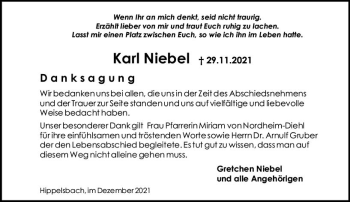Traueranzeige von Karl Niebel von vrm-trauer