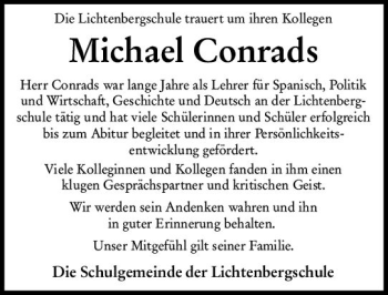 Traueranzeige von Michael Conrads von vrm-trauer
