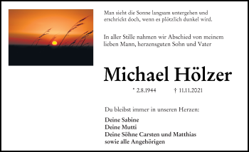 Traueranzeige von Michael Hölzer von vrm-trauer