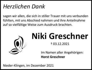 Traueranzeige von Niki Greschner von vrm-trauer