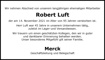 Traueranzeige von Robert Luft von vrm-trauer