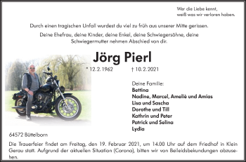 Traueranzeige von Jörg Pierl 