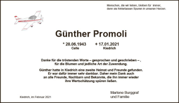 Traueranzeige von Günther Promoli von vrm-trauer