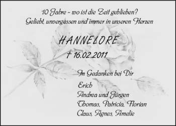 Traueranzeige von Hannelore  von vrm-trauer