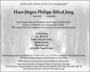 Traueranzeige von Hans-Jürgen  Jung von vrm-trauer