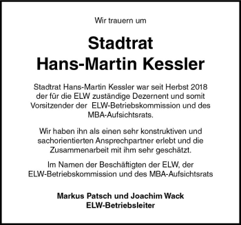 Traueranzeige von Hans-Martin Kassler von vrm-trauer
