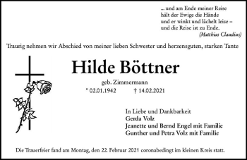 Traueranzeige von Hilde Böttner von vrm-trauer