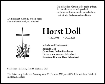 Traueranzeige von Horst Doll von vrm-trauer