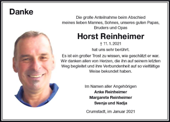 Traueranzeige von Horst Reinheimer von vrm-trauer