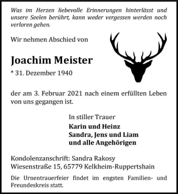 Traueranzeige von Joachim Meister von vrm-trauer
