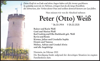 Traueranzeige von Peter Weiß von vrm-trauer