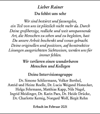 Traueranzeige von Rainer  von vrm-trauer