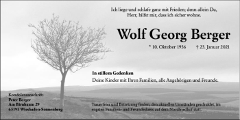 Traueranzeige von Wolf Georg Berger von vrm-trauer