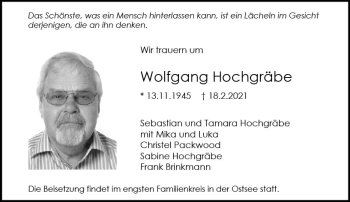 Traueranzeige von Wolfgang Hochgräbe von vrm-trauer