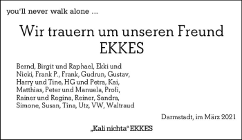 Traueranzeige von Ekkes  von vrm-trauer