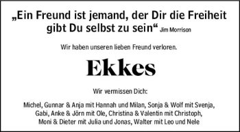 Traueranzeige von Ekkes  von vrm-trauer