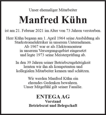 Traueranzeige von Manfred Kühn von vrm-trauer